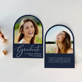 Elegant Arch Foto Blauw Afstuderen Aankondiging