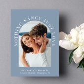 Elegant Arch Foto Dusty Blue Casual Wedding Kaart