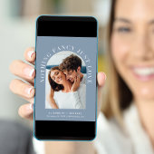 Elegant Arch Foto Dusty Blue Casual Wedding Kaart