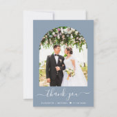 Elegant Arch Foto Dusty Blue Wedding Bedankkaart (Voorkant)