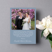 Elegant Arch Foto Dusty Blue Wedding Bedankkaart