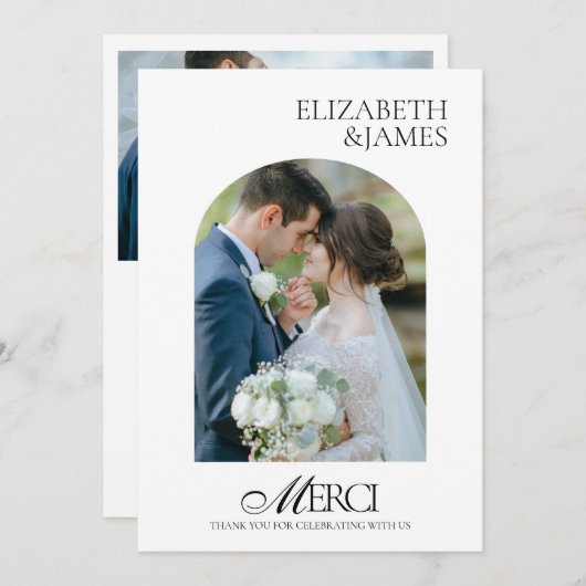 Elegant Arch Foto Lijst bruiloft Dank u kaart (Voorkant / Achterkant)