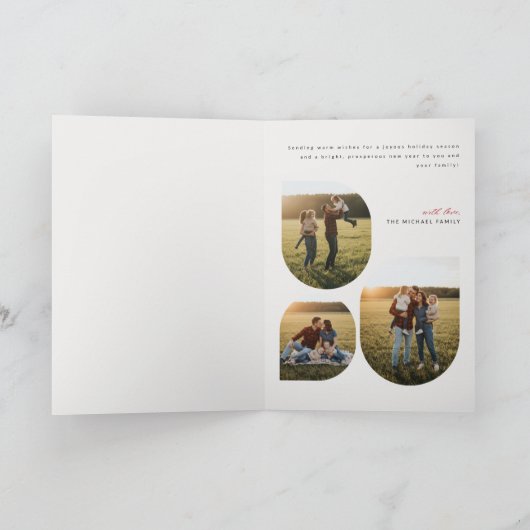 Elegant Arch Frame Photo Folded Holiday Card Feestdagen Kaart (Binnen)