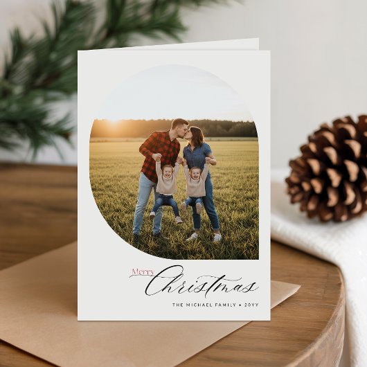 Elegant Arch Frame Photo Folded Holiday Card Feestdagen Kaart