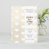 Elegant Arch Gatsby Art Deco 1920 White & Gold Kaart (Staand voorkant)