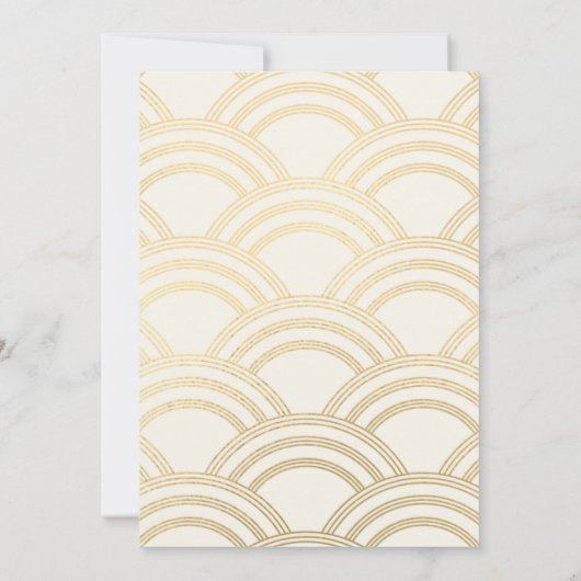 Elegant Arch Gatsby Art Deco 1920 White & Gold Kaart (Achterkant)