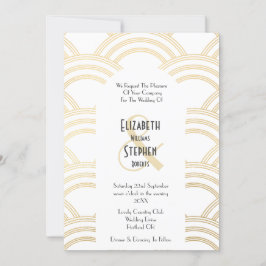Elegant Arch Gatsby Art Deco 1920 White & Gold Kaart
