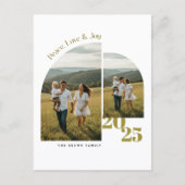 Elegant Arch Geometric Family Two Photo Christmas Feestdagenkaart (Voorkant)