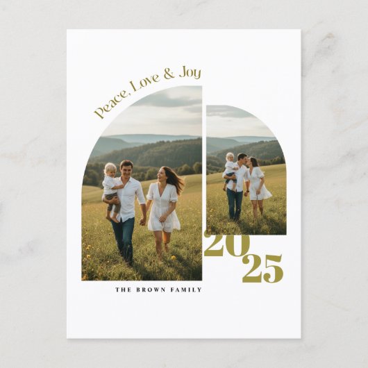 Elegant Arch Geometric Family Two Photo Christmas Feestdagenkaart (Voorkant)