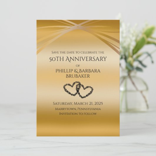 Elegant Arch Golden 50ste Jubileum Save the Date (Staand voorkant)