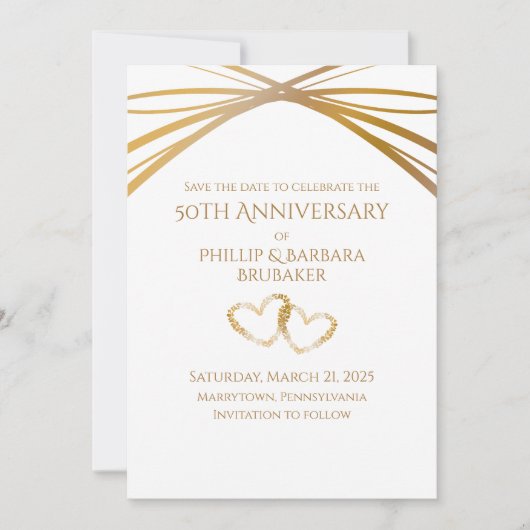 Elegant Arch Golden 50ste Jubileum Save the Date (Voorkant)