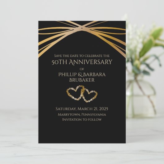 Elegant Arch Golden 50ste Jubileum Save the Date Kaart (Staand voorkant)