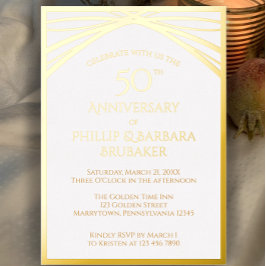 Elegant Arch Golden 50th Wedding Jubileum Party Folie Uitnodiging