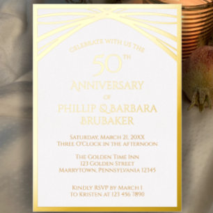 Elegant Arch Golden 50th Wedding Jubileum Party Folie Uitnodiging