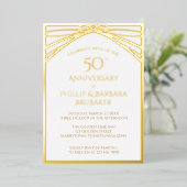 Elegant Arch Golden 50th Wedding Jubileum Party Folie Uitnodiging (Staand Voorkant)