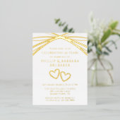 Elegant Arch Golden 50th Wedding Jubileum Party Folie Uitnodiging Briefkaart (Staand Voorkant)