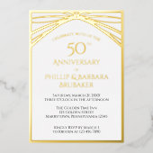 Elegant Arch Gouden 50ste Verjaardagsfeest Bruilof Folie Uitnodiging (Voorkant)