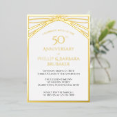 Elegant Arch Gouden 50ste Verjaardagsfeest Bruilof Folie Uitnodiging (Staand Voorkant)