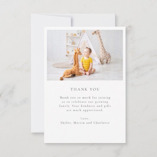 Elegant Arch Hartelijk dank Grafisch Baby shower H Bedankkaart (Achterkant)