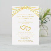 Elegant Arch Heart Golden 50ste bruiloft Jubileum Folie Uitnodiging (Staand Voorkant)