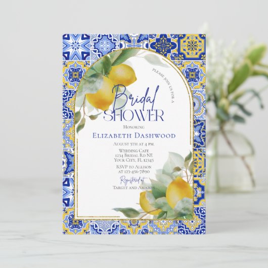 Elegant Arch Italiaans Blauw Tegel Citroen Vrijgez Kaart (Staand voorkant)