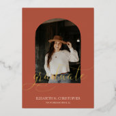 Elegant Arch Lijst 5 Photo Collage Afstuderen Real Folie Uitnodiging (Voorkant)