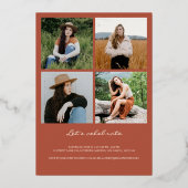 Elegant Arch Lijst 5 Photo Collage Afstuderen Real Folie Uitnodiging (Achterkant)