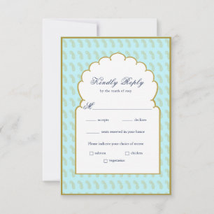 Elegant Arch lijst Aqua Indian bruiloft RSVP Kaart
