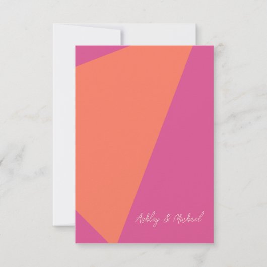 Elegant Arch Lijst Roze en Oranje Floral Wedding Bedankkaart (Achterkant)