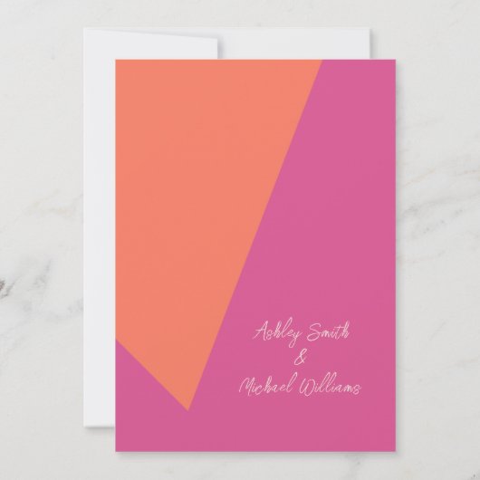 Elegant Arch Lijst Roze en Oranje Floral Wedding Kaart (Achterkant)