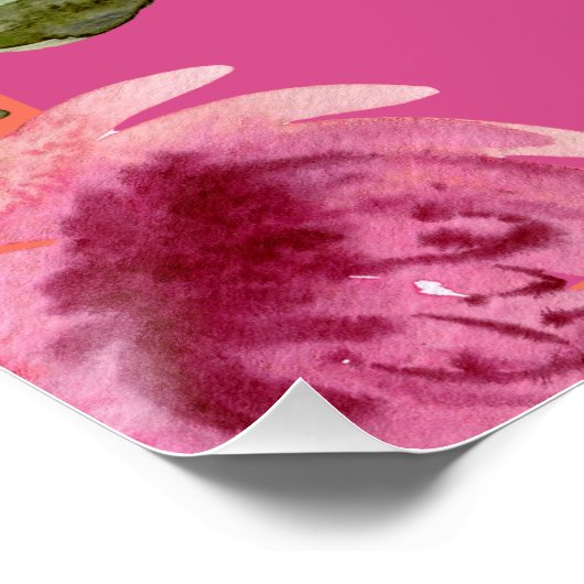 Elegant Arch Lijst Roze en Oranje Floral Wedding Perfect Poster (Hoek)