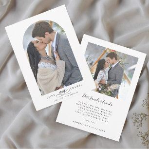 Elegant Arch Love and Bedankt 2 Photo Wedding