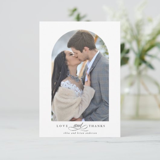 Elegant Arch Love and Bedankt 2 Photo Wedding (Staand voorkant)