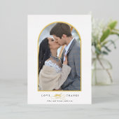 Elegant Arch Love & Bedankt Foto Weddenschap Harte Folie Uitnodiging (Staand Voorkant)