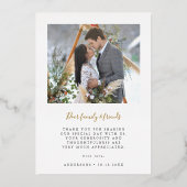 Elegant Arch Love & Bedankt Foto Weddenschap Harte Folie Uitnodiging (Achterkant)