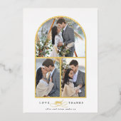 Elegant Arch Love & Bedankt Foto Weddenschap Harte Folie Uitnodiging (Voorkant)