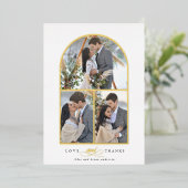 Elegant Arch Love & Bedankt Foto Weddenschap Harte Folie Uitnodiging (Staand Voorkant)