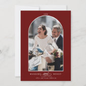 Elegant Arch Married en Merry Photo Red Feestdagenkaart (Voorkant)