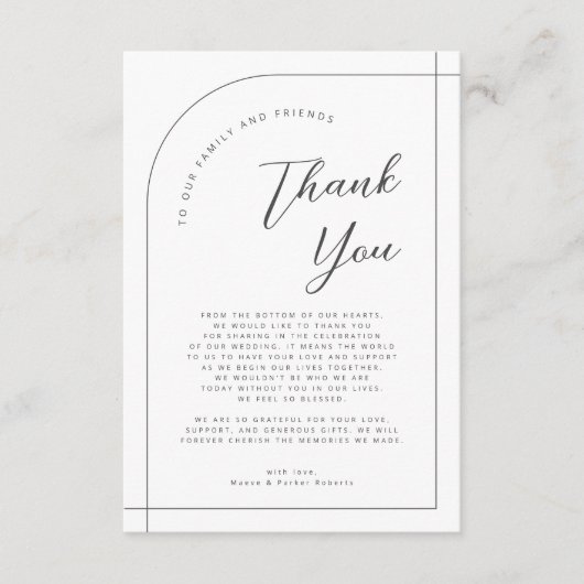 Elegant Arch & Modern Calligraphy Photo Wedding Bedankkaart (Voorkant)