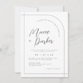 Elegant Arch & Modern Calligraphy Photo Wedding Kaart (Voorkant)