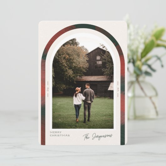 Elegant Arch Modern Holiday met kerstkaart (Staand voorkant)