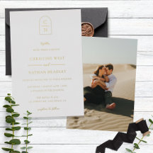 Elegant Arch Monogram Foto Weddenschap Gold