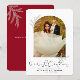 Elegant Arch | ONZE EERSTE CHRISTMAS Modern Spruce Feestdagenkaart