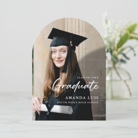 Elegant Arch Photo Afstuderen Kaart (Staand voorkant)