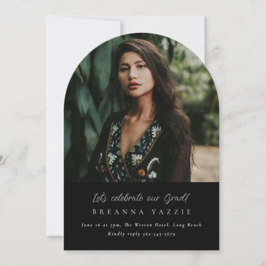 Elegant Arch Photo Afstuderen Kaart (Voorkant)