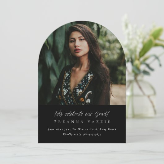 Elegant Arch Photo Afstuderen Kaart (Staand voorkant)