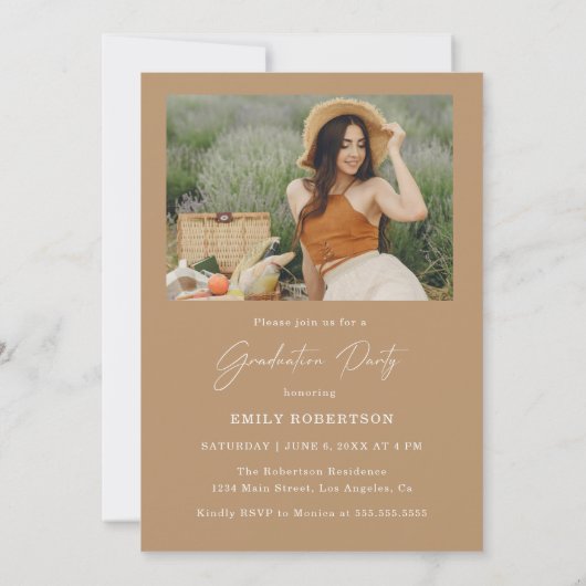 Elegant Arch Photo Afstuderen Kaart (Achterkant)