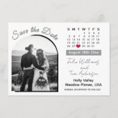 Elegant Arch Photo Black / White Wedding Calendar Save The Date (Voorkant)