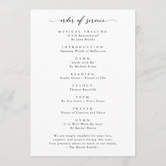 Elegant Arch Photo Celebration of Life Funeral Programmakaart (Achterkant)