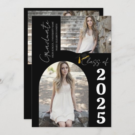 Elegant Arch Photo College High School Afstuderen Aankondiging (Voorkant / Achterkant)